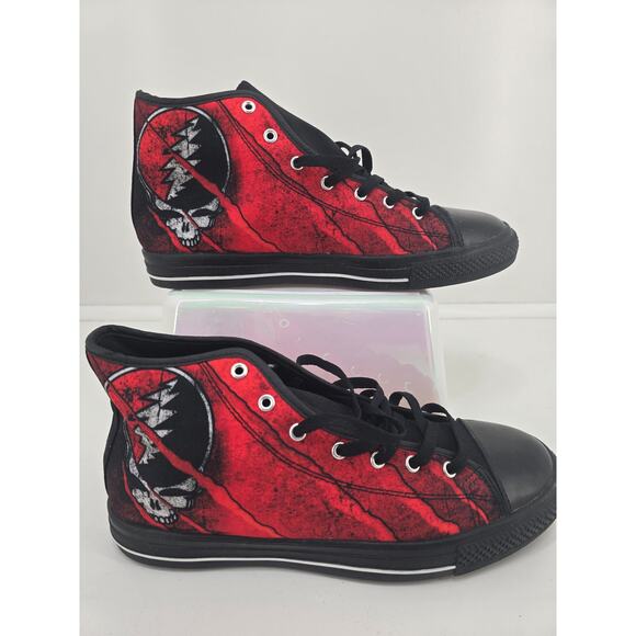 Grateful Dead High Top Sneakers Red Black Skull Lightning US 10 EU 42 - Picture 1 of 8